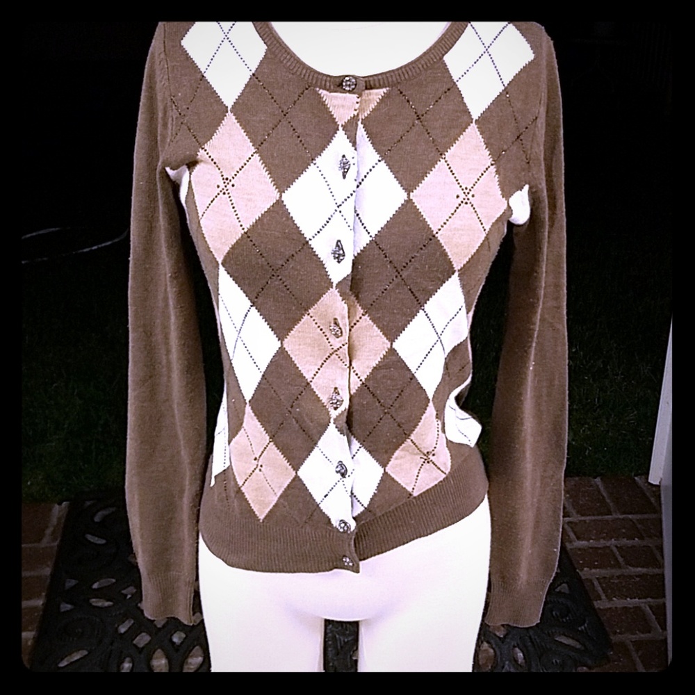 Brown & Beige argyle cardigan